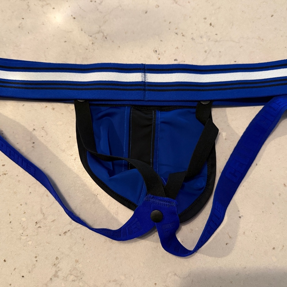 CellBlock 13 Jockstrap w/Removable Pouch, Blue/Black, XL - Picture 5 of 5